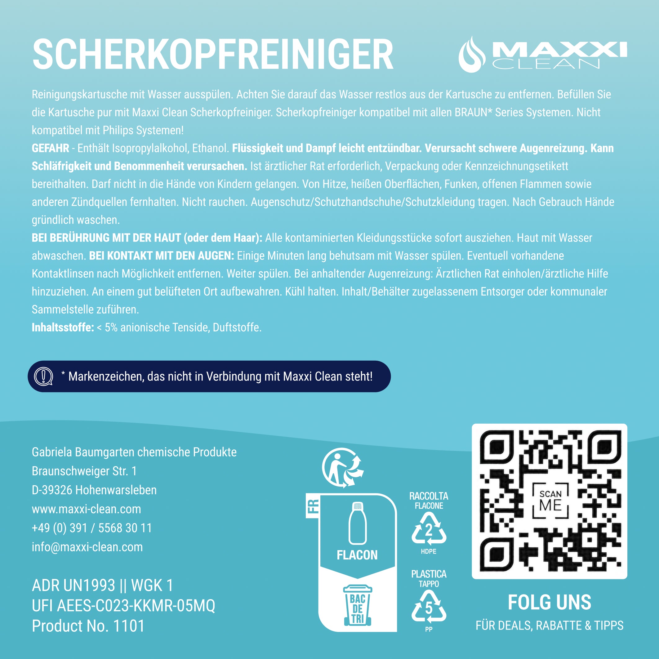 Scherkopfreiniger für BRAUN Aloe Vera 750ml