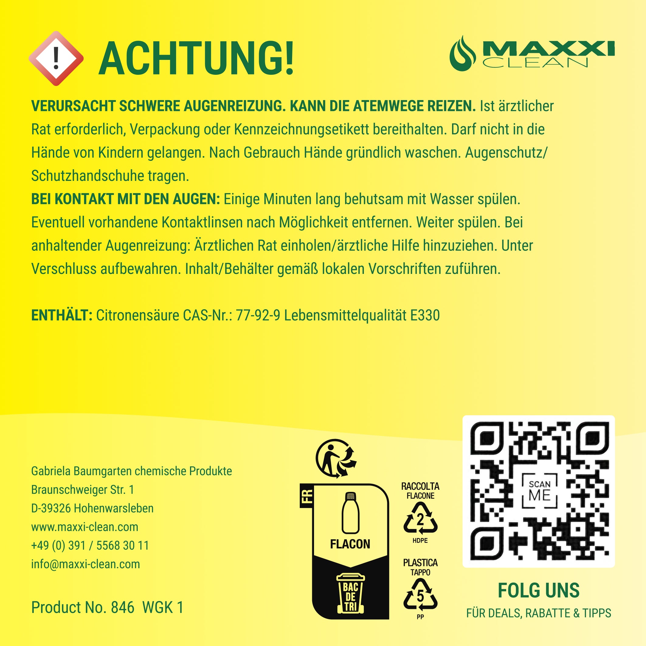 Maxxi Clean Zitronens�ure 4,5 kg Eimer 4,5 kg
