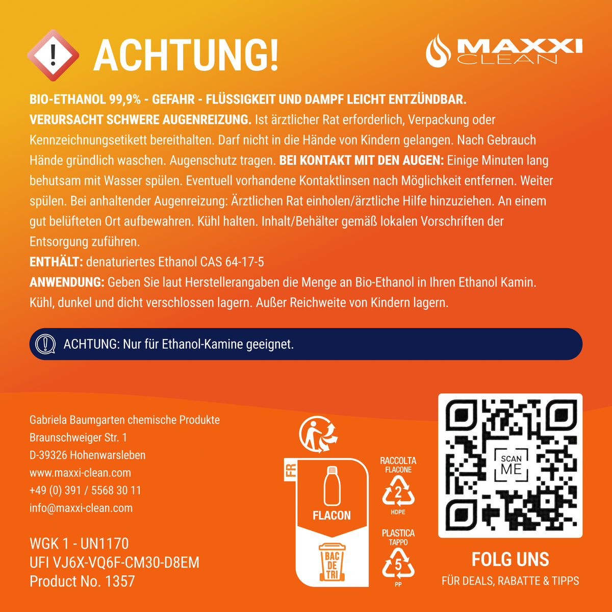 Bio Ethanol - 99,9% 750 ml 750 ml