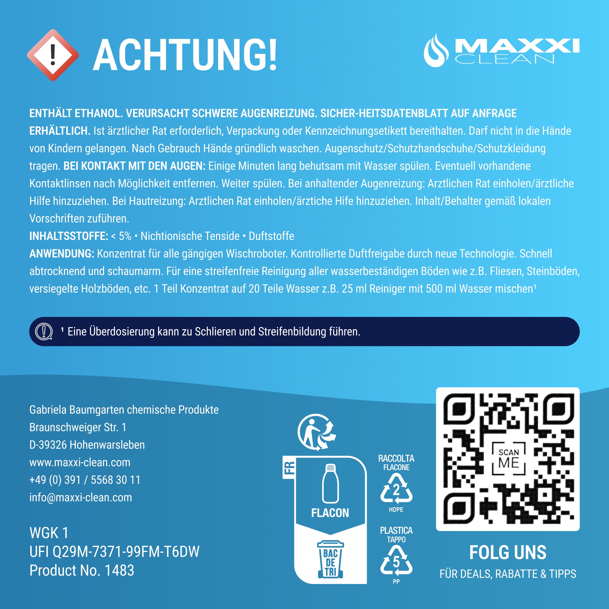 Wischroboter Reinigungsmittel 750ml