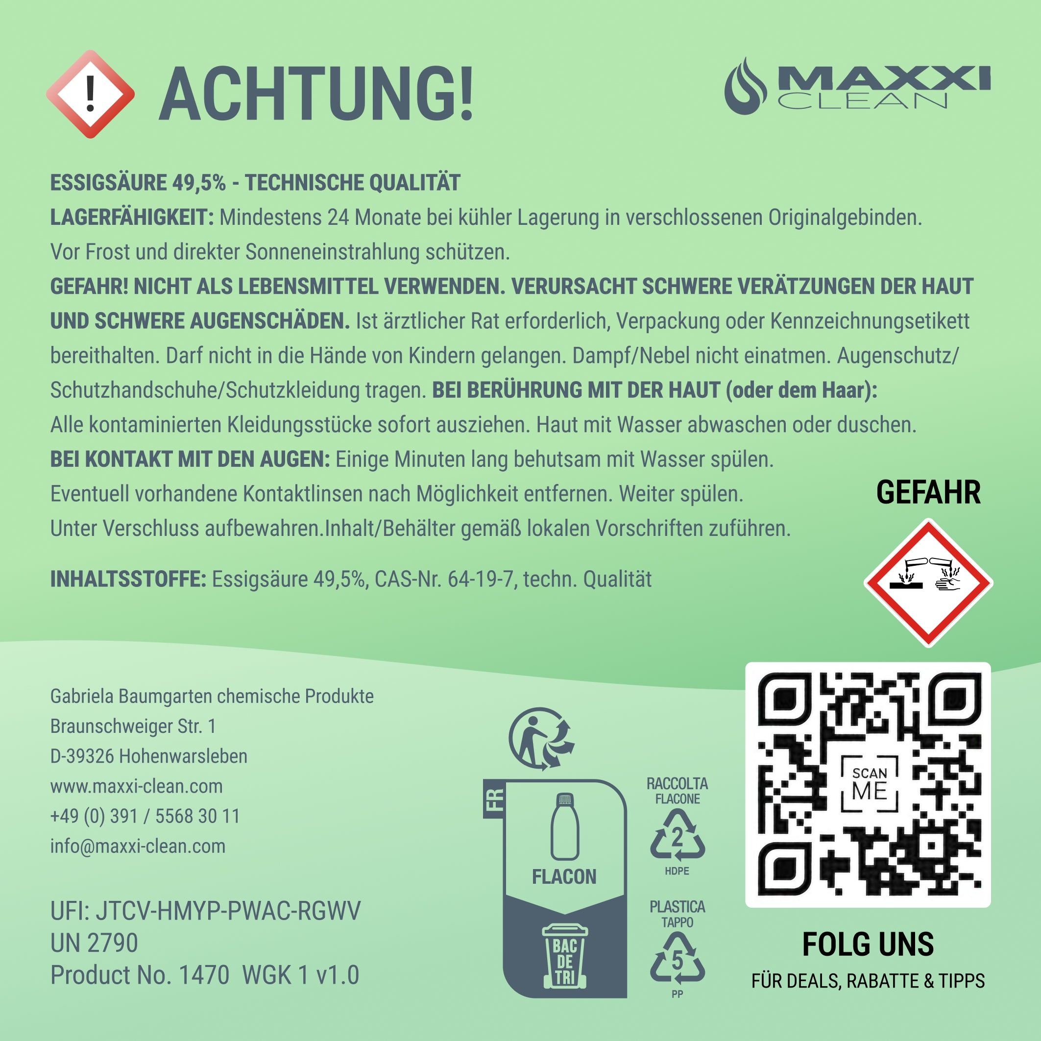 Essigsäure 49.5% Kanister 5 Liter